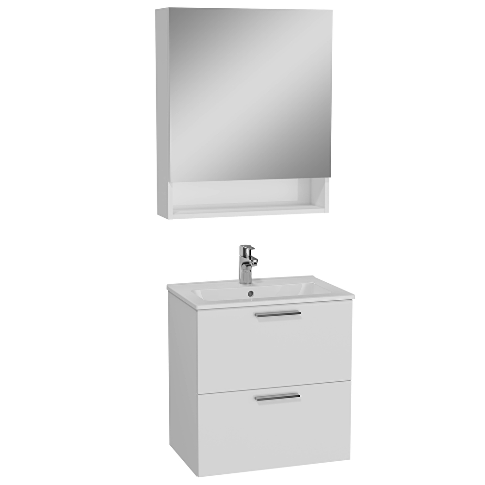 Mia Banyo Dolabı Seti, Parlak Beyaz (60 cm)