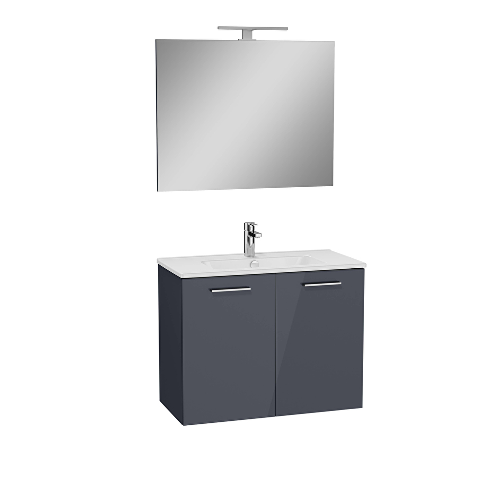 Ardea Banyo Dolabı Seti, Parlak Antrasit (80 cm)